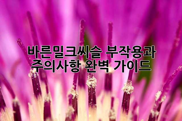 바른밀크씨슬: 부작용과 주의사항 완벽 가이드