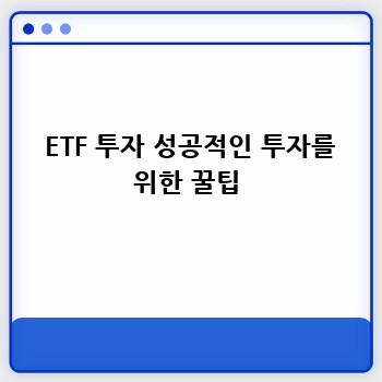  ETF 투자 성공적인 투자를 위한 꿀팁