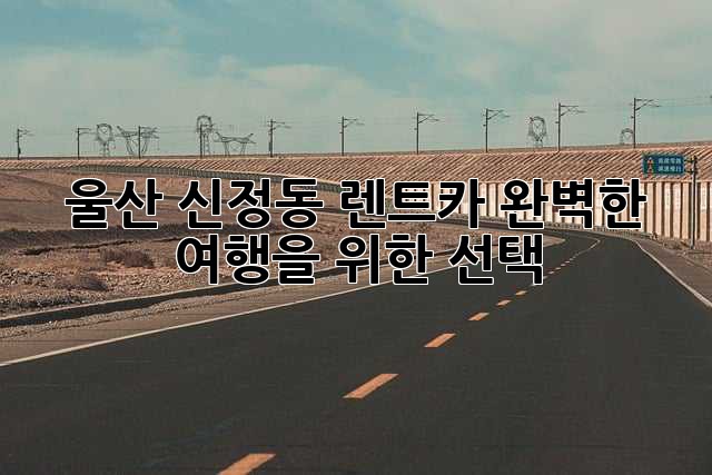 울산 신정동 렌트카: 완벽한 여행을 위한 선택